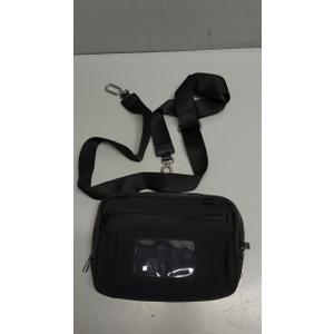 Crossbody Key Bag with ID Window, RFID Blocking Nylon Small cellphone Wallet, Transparent Slot for Easy Access, Black