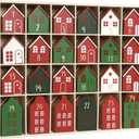 Christmas Wooden Advent Calendar With 24 PCS Calendar Houses To Fill Small Gifts Christmas Tabletop Decoration