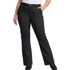 Dickies Women's Plus Size Work Pants - Mid Rise Slim Fit Bootcut Leg Business Workwear and Casual Trousers Pants for Women (16, Rinsed Black)