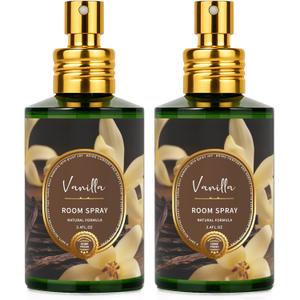 Vanilla Room Spray 2 Pack, 3.4oz/100ml Each  Long-Lasting Air Freshener & Odor Eliminator for Home, Bathroom, Bedroom & Office, Concentrated Room Spray