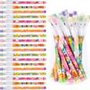 Kolewo4ever 48pcs HB Easter Pencils Translucent Pencil Multipoint Pencil Multicolor Non Sharpening Stackable Pencils Pop Up Plastic Pencils Rabbit, Egg Printed Easter Day Elements Pencils