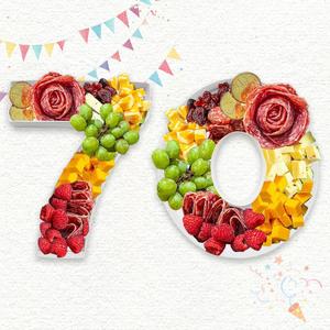 Charcuterie Cardboard Number Fillable Shaped Treat Decorative Box Anniversary Birthday Table Centerpiece (70 Style, 9inch)