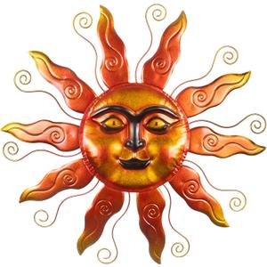 Outdoor Metal Wall Art Metal Sun Wall Art Decor 26 inch Large Outdoor Wall Art Hanging Decoration for Graden 3D Sun Face for Living Room Garden Yard Patio(Thread)