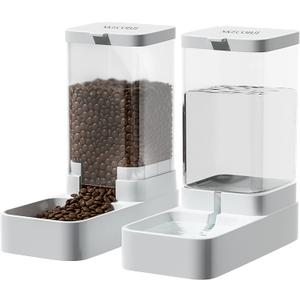 NKECOBJI Gravity Pet Feeder and Water Dispenser Set, Automatic Dog Feeder and Dog Water Dispenser for Dogs Cats Pets Animals Large Capacity(3.8L)