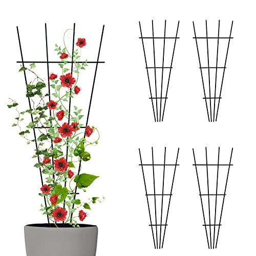 Thealyn 4 Pack 23'' Indoor Plant Trellis for Potted Plants Climbing, Outdoor Metal Garden Trellis Houseplants Flowers Vine Ivy, Black