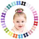Grosgrain Ribbon Hair Bows Clips for Infant Girls - Fully Lined Mini Bows in 20 Color Pairs, Set of 40 (1.2" Tiny Clips)
