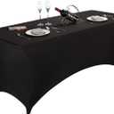 LZY Spandex Fitted Stretch Table Cover for 6 ft or 4ft or 8ft Folding Table, Rectangular Cocktail Tablecloth, Perfect for Party or Banquet (6FT Black)