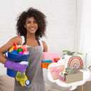 Skylety 5 Pcs School Custodian Gifts for Women 16 oz Glass Cup Socks Cosmetic Bag Badge Holder School Custodian Appreciation Gift Box for Thank You Janitor Staff Cleaning Lady