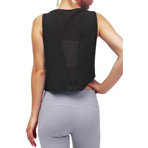 Mippo Womens Mesh Back Workout Crop Tops Loose Fit Gym Running Tank Tops (XS)