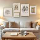 Cuspin Framed Matisse Abstract Neutral Wall Art, 5 Piece Large Beige Canvas Prints Set, Modern Minimalist Geometric Botanical Paintings for Living Room, Bedroom, Hallway, Home Office, Guest Room