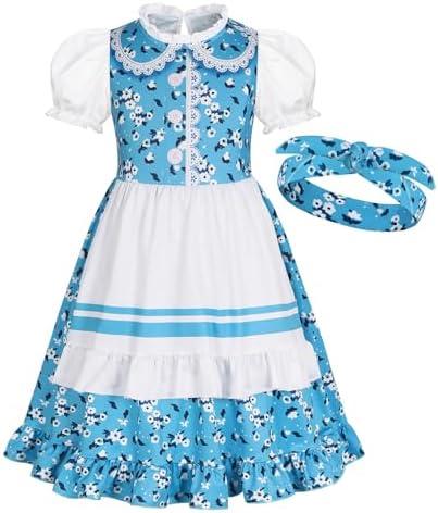 WonderBabe Girls Pioneer Dress Colonial Dress Girls Prairie Costume Kids Halloween Party Dress up Outfits, Size 130