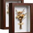 4x6 Shadow Box -2Pack Walnut Color Wooden Deep Picture Frame with Shatter-Resistant Panel for Wall Decor | 3D Display Case for Flowers, Photos and Crafts | Easy to Open & Ready to Hang Gift Idea