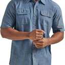 Wrangler Authentics Men's Short Sleeve Classic Woven Shirt (Blue, M)