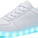 SANYES USB Charging Light Up Shoes Sports LED Shoes Dancing Sneakers (15 Women/11 Men, White)
