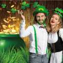 2 x 7x5ft Vinyl St.Patrick's Day Backdrop Pot of Gold Photography Background Lucky Irish Shamrock Wooden Texture Wall Grass Field Children Baby Adults Portraits Photo Studio