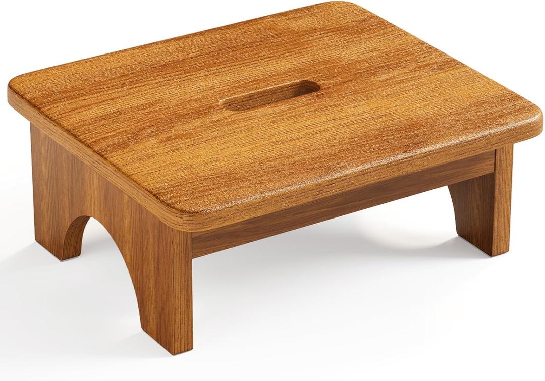 6.5" Acacia Wood Step Stool, Wooden Step Stools for Adults Kids with 500 lbs Capacity, Bed Steps for High Beds, Small Step Stool for Bathroom Kitchen, Platform Stepping Foot Stool