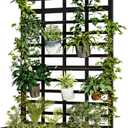 Metal Planter Box with Trellis for Climbing Plants, 74.8"x35.83"x15.16" Raised Garden Bed with Privacy Screen, Outdoor Planter with Drainage Holes, Black