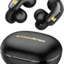 Monster Open Ear AC228 Wireless Headphones, Clip-On Earbuds, Adaptive Comfort, Immersive Audio, Bluetooth 6.0 Open Ear Earphones with ENC Clear Call, 30H Playtime, IPX5 Water Resistant, Black
