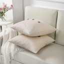 FUTEI Beige Linen Decorative Throw Pillow Covers 26x26 Inch Set of 2, Square Euro Shams Cushion Case with Vintage Button/Zipper,Modern Farmhouse Home Decor for Couch,Bed