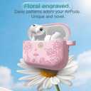 3 x for AirPods Pro 3 Case (2025) DamonLight Daisy Floral Engraved Shockproof Protective Soft Silicone Case Cover with Cleaning Pen and Keychain for Apple Airpods Pro 3rd Generation (Pink)