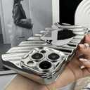 Mirror Case for iPhone Xs Max, Built-in Make up Mirror, Water Ripple Pattern, Fashion Luxury Plating, for Women and Girls, Soft Flexible Wave Frame Shap, Silver