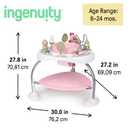 Ingenuity Spring & Sprout 2-in-1 Baby Activity Center Jumper and Table with Infant Toys - Ages 6 Months +, First Forest in Pink