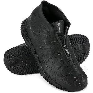 Zbyoujer Waterproof Rain Shoe Covers, Silicone Overshoes with Zipper Non-slip Galoshes for Men and Women Size M