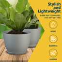 3 x Gray Plant Pots with Drainage Holes & Saucers 15 Pack, Indoor & Outdoor Stackable Space-Saving Planters for Houseplants & Flowers, (7", 6.7", 6", 5.3", and 4.8" Inches), Durable & Weatherproof