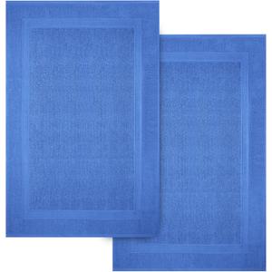 Infinitee Xclusives Premium Cotton Bath Mats for Bathroom  Pack of 2 | 34x22 Inches | Ultra Soft, Super Absorbent, Non-Slip, Machine Washable Mats (Eloquent Blue) [Not a Rug]
