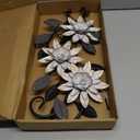 KHJCXS Metal Wall Art Modern Minimalist Metal Flowers Indoor Decor Horizontal Wall Art Iron Artwork,for Over Door,Bedroom,Living Room,Kitchen,Office Scroll Decor (white)