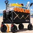Overmont 200L Beach Wagon with 9" Big Pneumatic Rubber Wheels, 450 lb Load