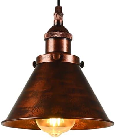 TAKEGO Farmhouse Pendant Light, Rustic Copper Pendant Light Kitchen Island, Vintage Pendant Light Fixtures, Hanging Ceiling Lamp for Kitchen Island, Hallway, Dining Room