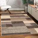 Superior Indoor Area Rug, Jute Backed, Modern Geometric Patchwork Floor Decor for Bedroom, Office, Living Room, Entryway, Hardwood Floors, Rockwood Collection, 3' x 5', Slate