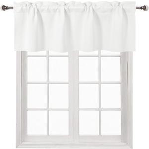 DWCN Valance for Kitchen Solid Rod Pocket Window Treatments Curtain Valances for Kitchen Bathroom Windows 52x18 inch Long, 1 Panel White