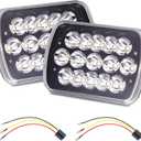 H6054 Led Headlights, Compatible with Chevy Express Cargo Van 1500 2500 3500 Truck Nissan Pickup Hardbody 240SX D21 NX Ford E250 E350 Jeep XJ YJ Black Pair 5X7 7X6 Inch Led Headlight Hi/Lo Sealed Beam