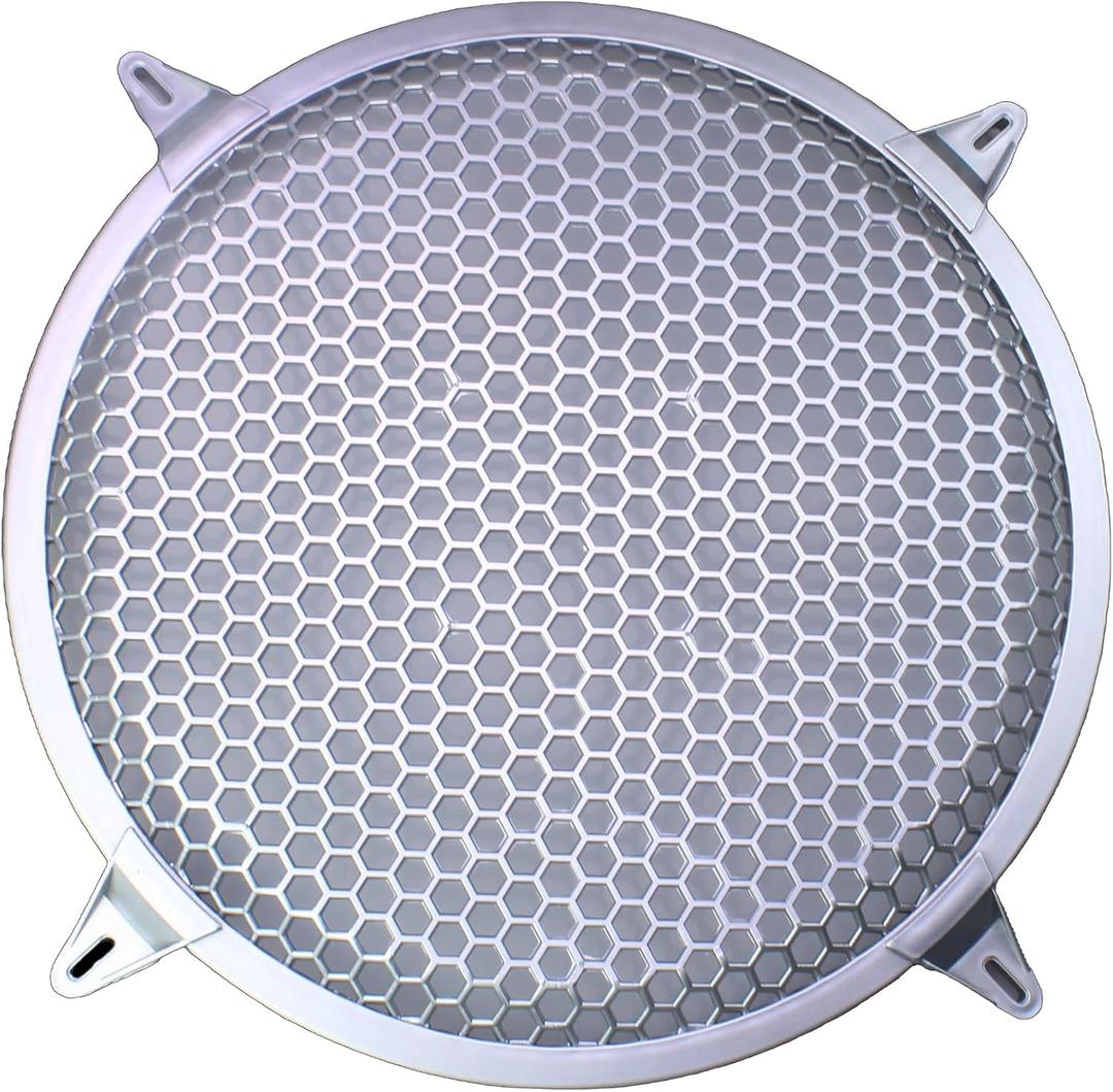 1 Pcs 12 Inch Speaker Grills Subwoofer Grill Waffle Grill Guard Protector Covers with Mounting Screws ABS Mesh Round Subwoofer Speaker Cover (Silver)