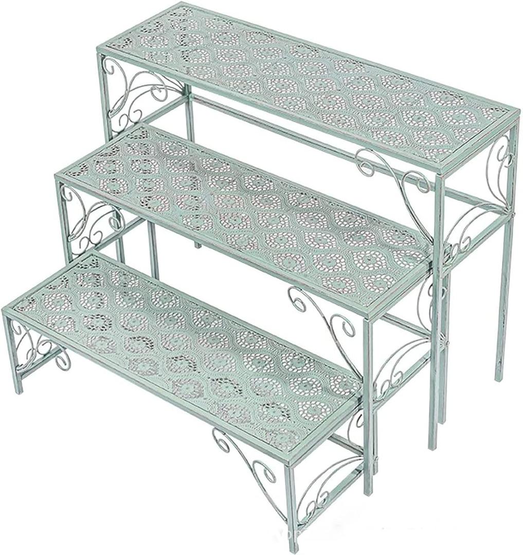 Metal Plant Stand,3 Tier Foldable Ladder Planters Display Shelf,Multiple Plants Flower Pots Vases Storage Organizer,for Indoor Outdoor Garden Balcony Yard