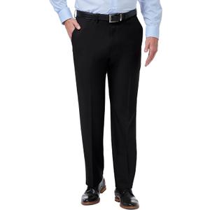 Haggar Men's Premium Comfort Classic Fit Flat Front Hidden Comfort Waistband Pant (Regular and Big & Tall Sizes) (36W x 32L, Black)