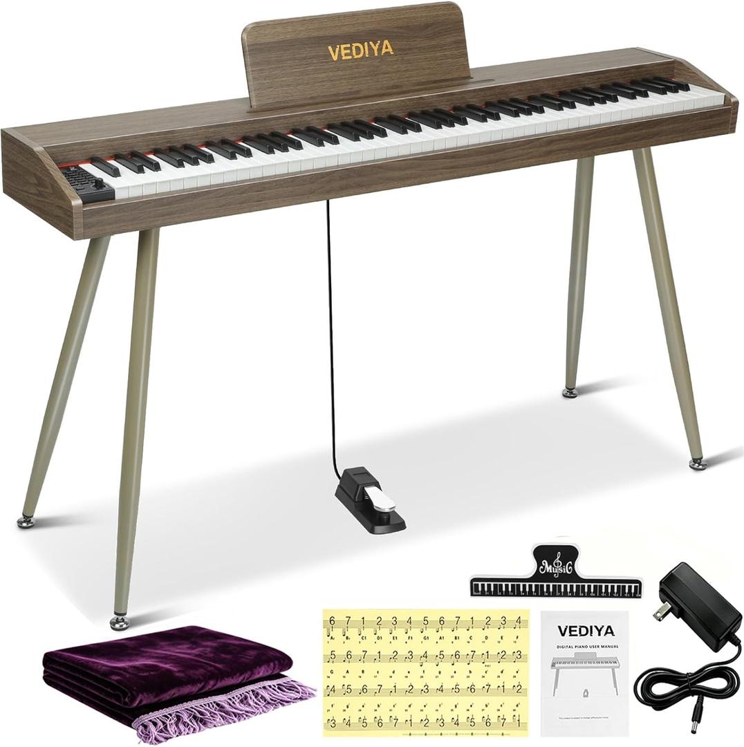 Digital Piano Keyboard 88 Key Semi-Weighted Full Size Electric Piano, 4 leg Stand