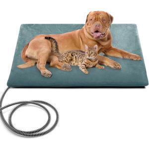 PETNF Outdoor Pet Heating Pad for Cats & Dogs, 100.4-107.6F Auto Temp Control, Waterproof Fireproof, for Cat House/Dog Kennel/Terrace, Fits Domestic & Stray Pets (Gray 15.7"X27.6") (Grey)