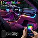 Dreamcolor Acrylic Interior Car LED Strip Lights, 10 in 1 Ambient Lighting Kit with Wireless APP, Dynamic Chasing Music Sync Fiber Optic Lights with DIY Mode, Car Inside Lighting Accessories