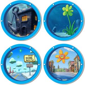 HK Studio Funny Ocean Porthole Cool Room Decor - Room Decor Y2K for Dorm, Teen Bedroom 11.3" Pack 4