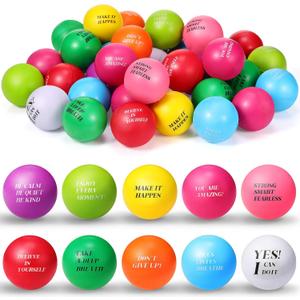 100 Pcs Stress Balls Bulk for Adults Colorful Foam Stress Relief Gift Toys with Motivational Quotes Squeeze Balls for Office Relief Employee Appreciation