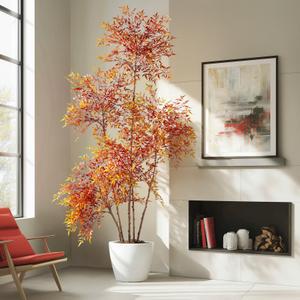 Big Faux Bamboo Plant Large Fake Nandina Trees Plastic plantas Indoor Outdoor Realistic Floor Plants Artificial Tree for Home Living Room Corner Office Patio Porch Bonsai Decor Housewarming Gift