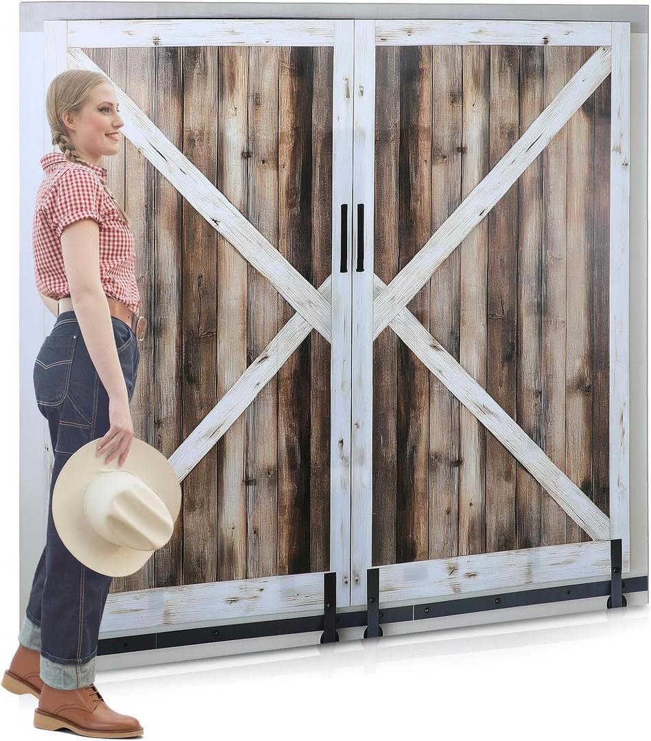 Geelin 5ft Rustic Western Barn Door Stand up Cardboard Cutout Life Size Farm Western Theme Party Decorations Backdrop Photo Props Red Barn Door Standup for Cowboy Cowgirl Farm Theme Supplies