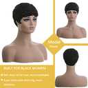 DOcute Short Pixie Cut Wigs for Black Women Short Wigs for Black Women Black Wavy Layered Wigs Short Black Women Wigs (Natural Black)