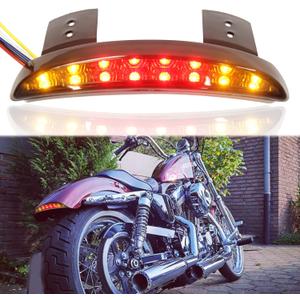 Motorcycle Chopped Rear Fender Edge LED Brake License Plate Tail Light Stop Running Light Turn Signal Lamp Compatible with Harley Sportster XL883N 1200N XL1200V XL1200X (Smoke Lens)