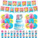 3 x 6 7 Birthday Decorations, 6 7 meme Party Decorations, Happy Birthday Decor | 67 Meme Themed Party Supply, Includes Banner, Cake Topper, 24 Cupcake Toppers, 18 Balloons