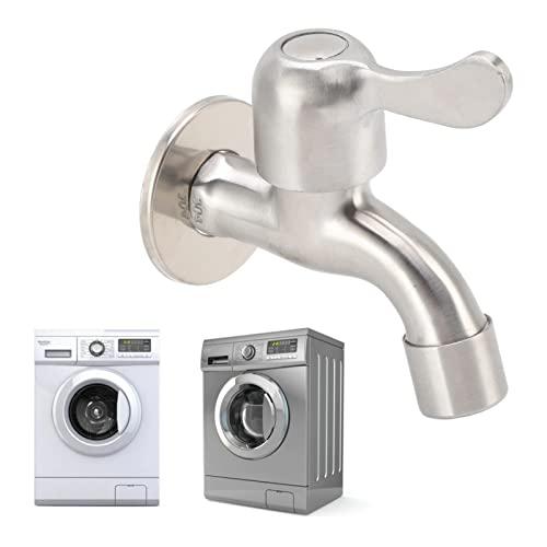 Laundry Tub Faucet, Single Cold Water Tap, Washing Machine Tub Tap Faucet Stainless Steel Wall Mounted Single Cold Water Tap with Bubbler and Water Valve