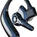 emotal Dual-Mic AI Noise Cancelling Bluetooth Headset for Cell Phones, 10 Days Standby 30Hrs HD Talktime Bluetooth Earpiece IPX6 Waterproof Ultralight for Driving/Truckers/Business, Black
